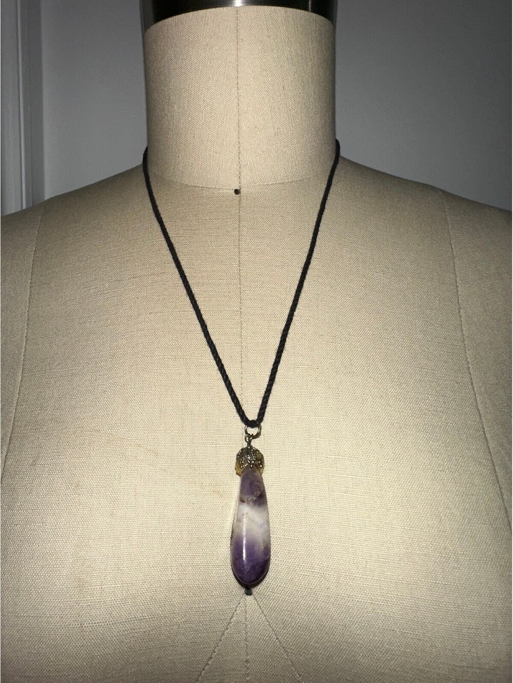 Purple Amethyst Stone Pendant Necklace Boho Indie